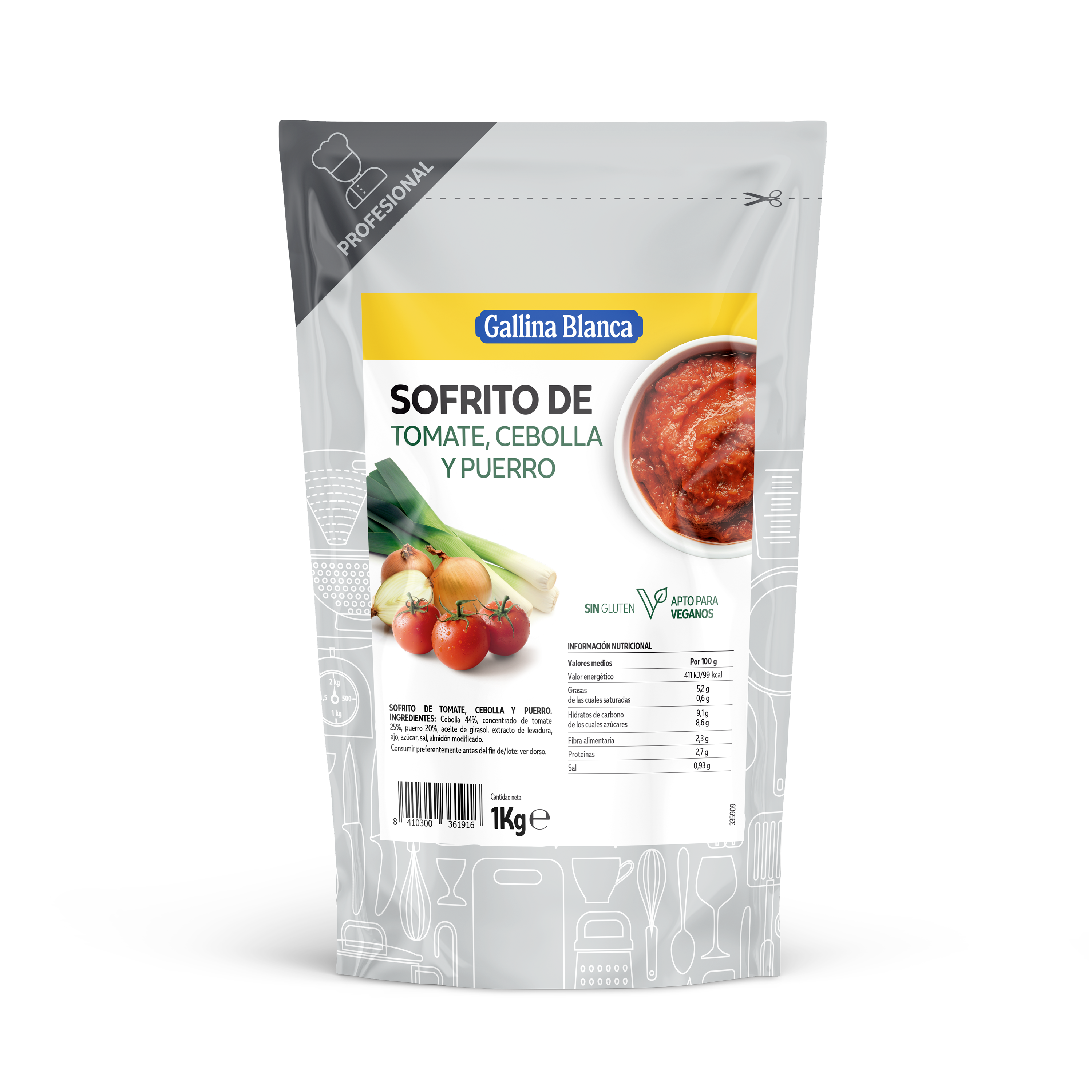 Sofrito de verduras y puerros, sabor suave 1kg