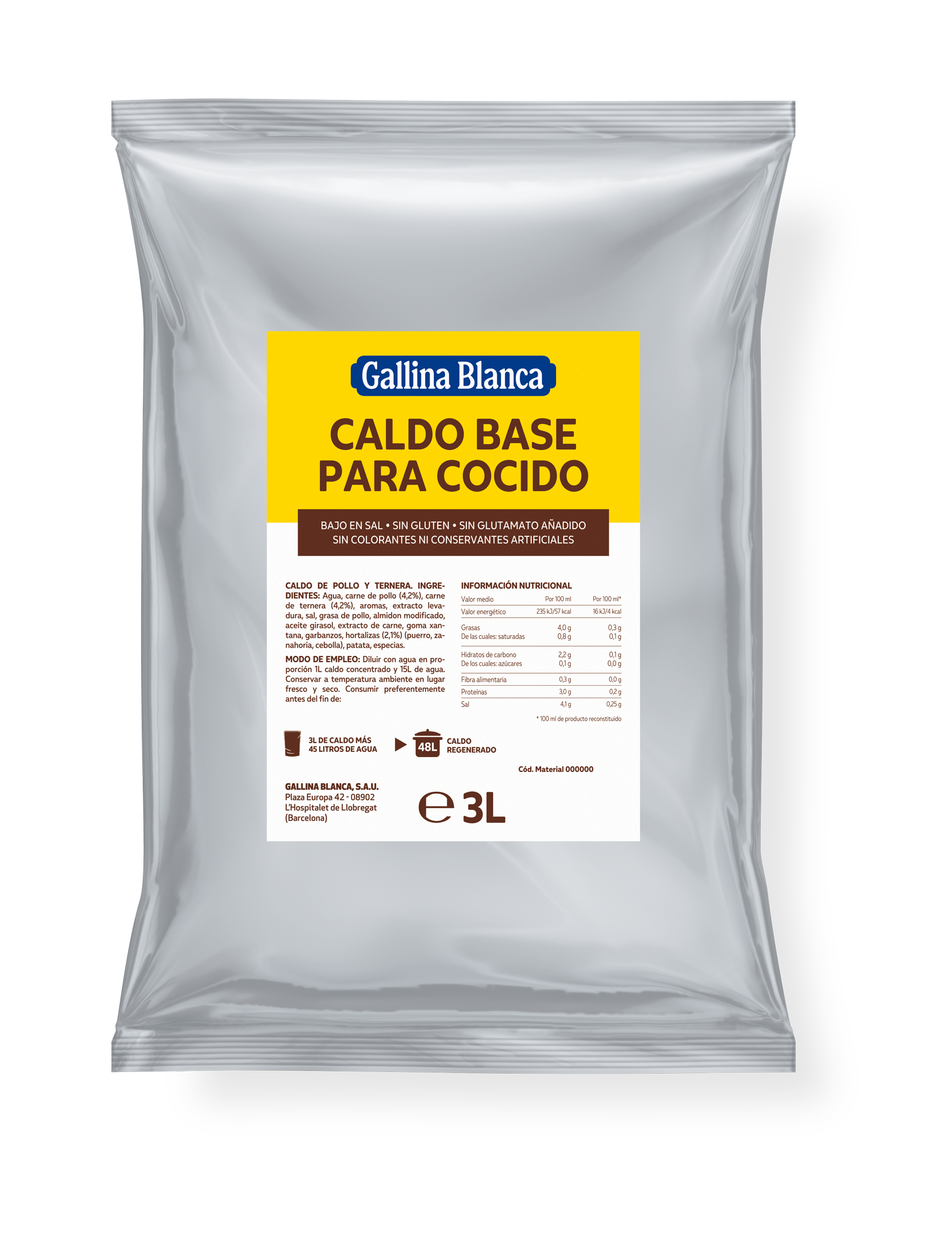 Caldo para Cocido sin gluten, muy bajo en sal